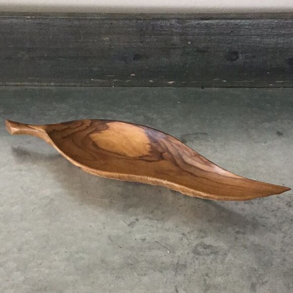 Wooden leaf dish wood natural carved nature simple minimal organization - Picture 1 of 4